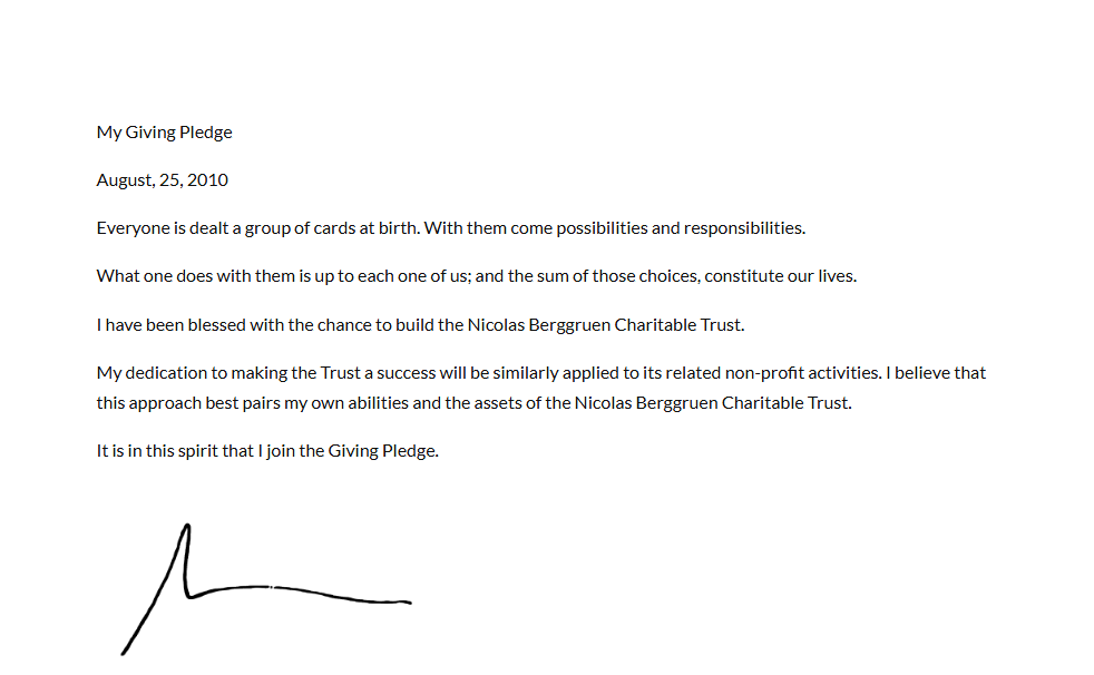 Nicolas Berggruen — The Giving Pledge Letter